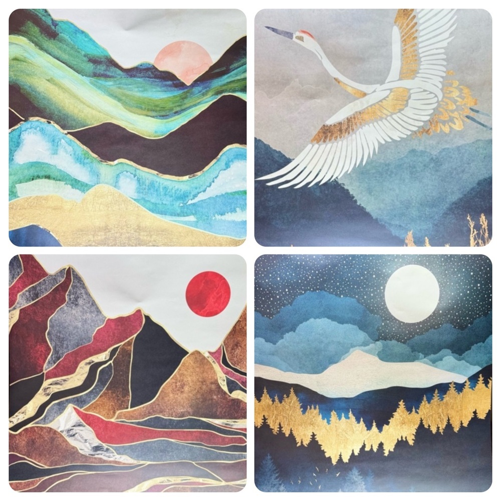 Society6 Poster Prints - set of 4. Asian Inspired Decor